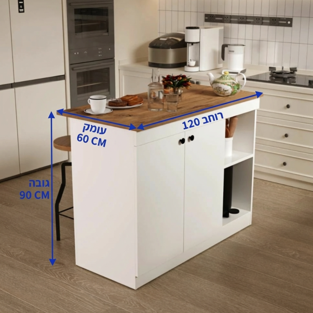 אי למטבח דגם איסלנד 6250 לבן אלון מבית DOUBLE