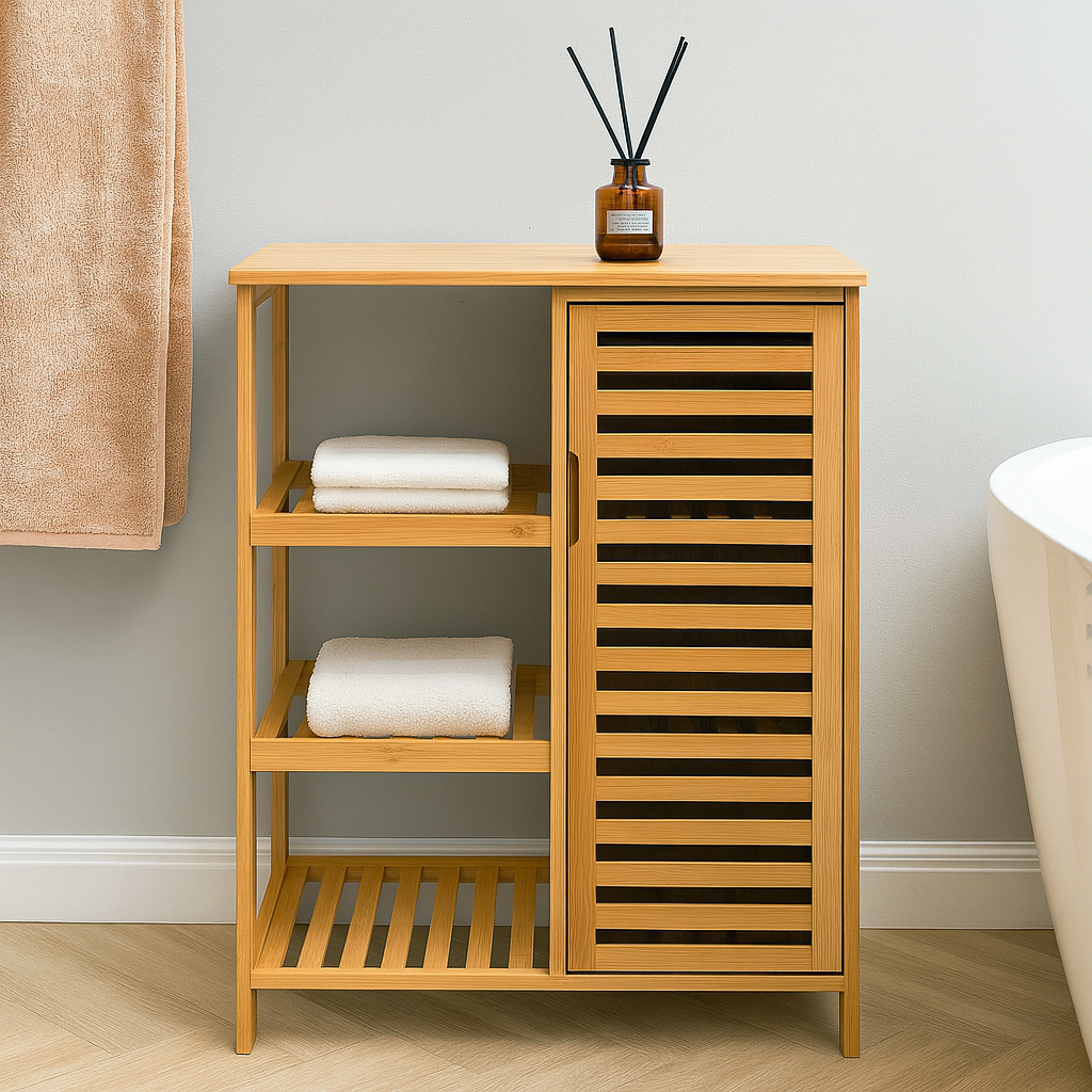 ארונית שירות מבמבוק 6 מדפים עם דלת דגם לואיס מבית RAMOS