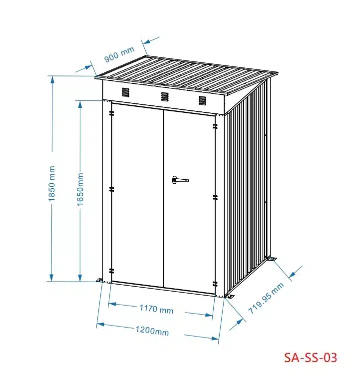 מחסן מתכת דגם SA3 מידה Garden Top 1.20X0.90