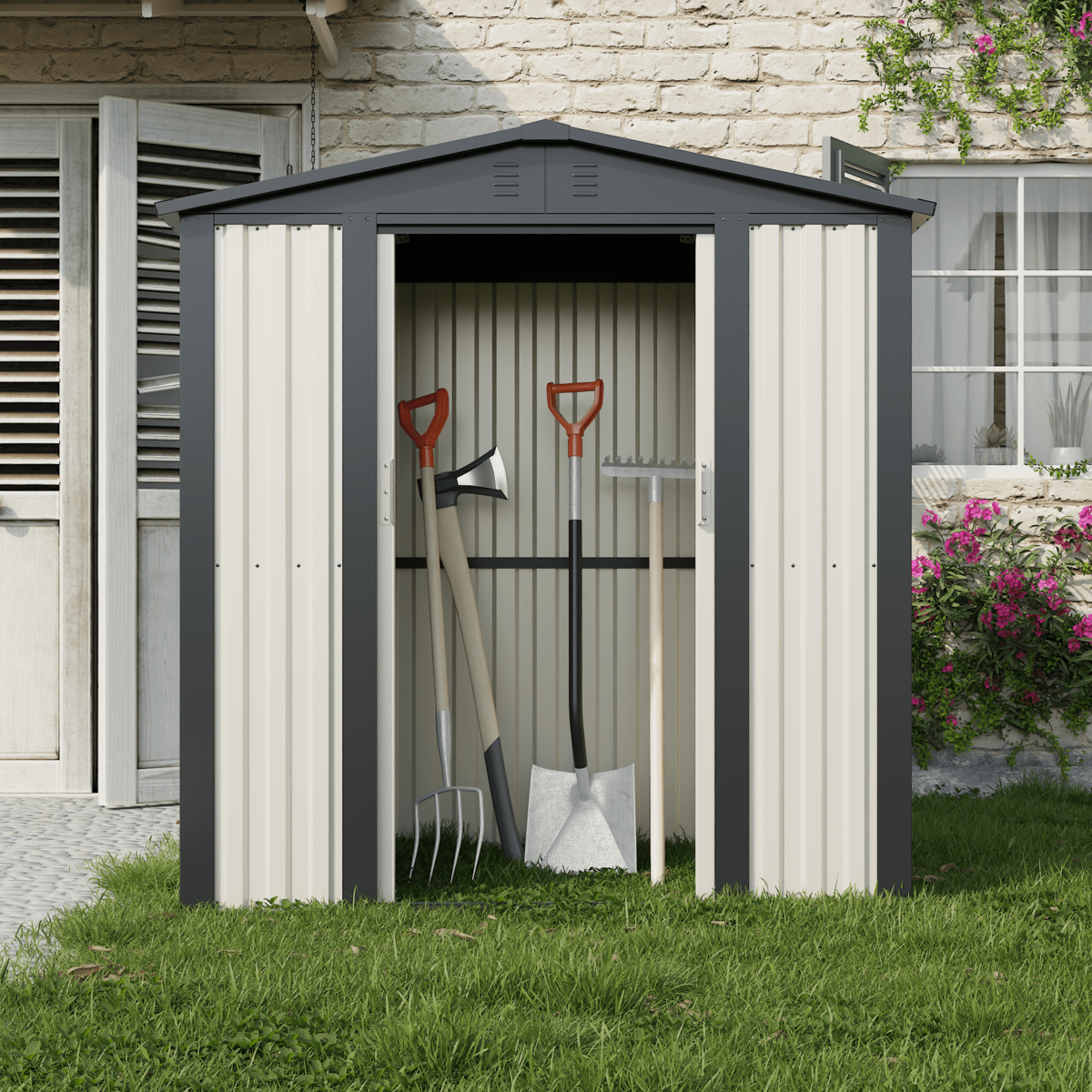 מחסן מתכת פרמיום לגינה 1.80X1.20 דגם DS2 מבית Garden Top