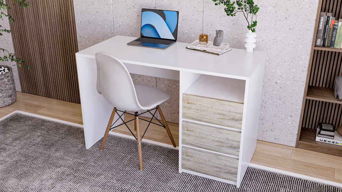 שולחן מחשב עם 3 מגירות אחסון דגם ינאי מבית RAMOS