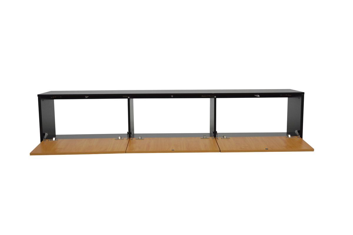 מזנון צף בצבע אלון ושחור מט עם 3 תאי אחסון דגם אבינועם מבית RAMOS