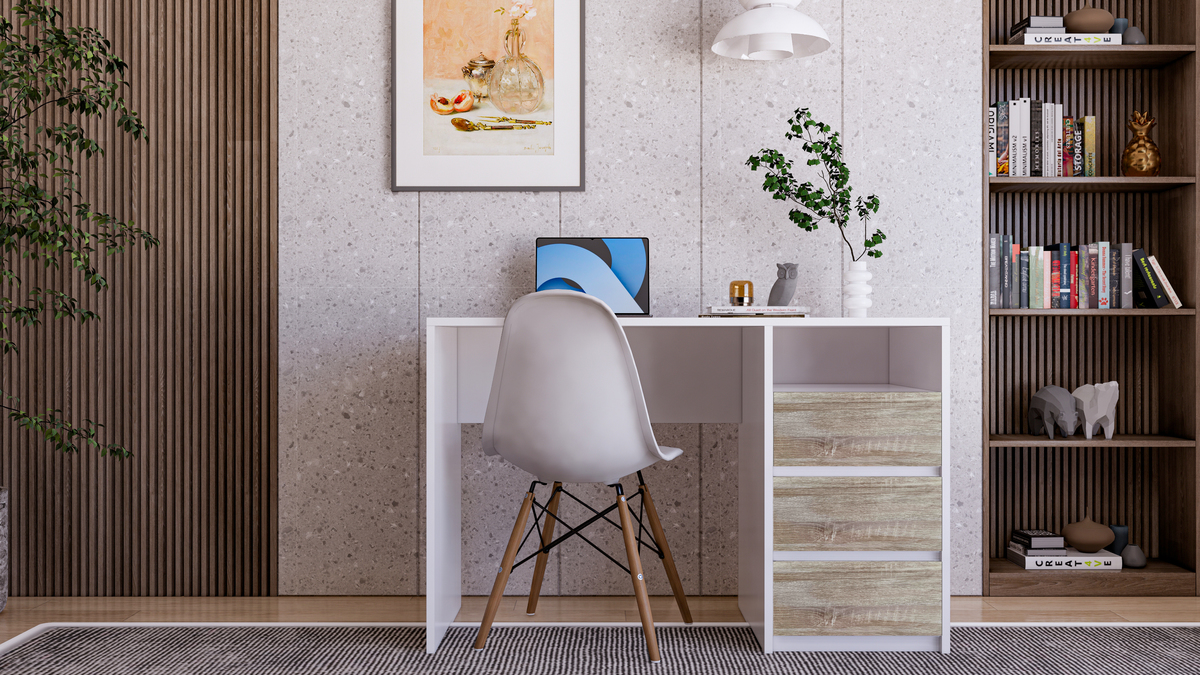 שולחן מחשב עם 3 מגירות אחסון דגם ינאי מבית RAMOS