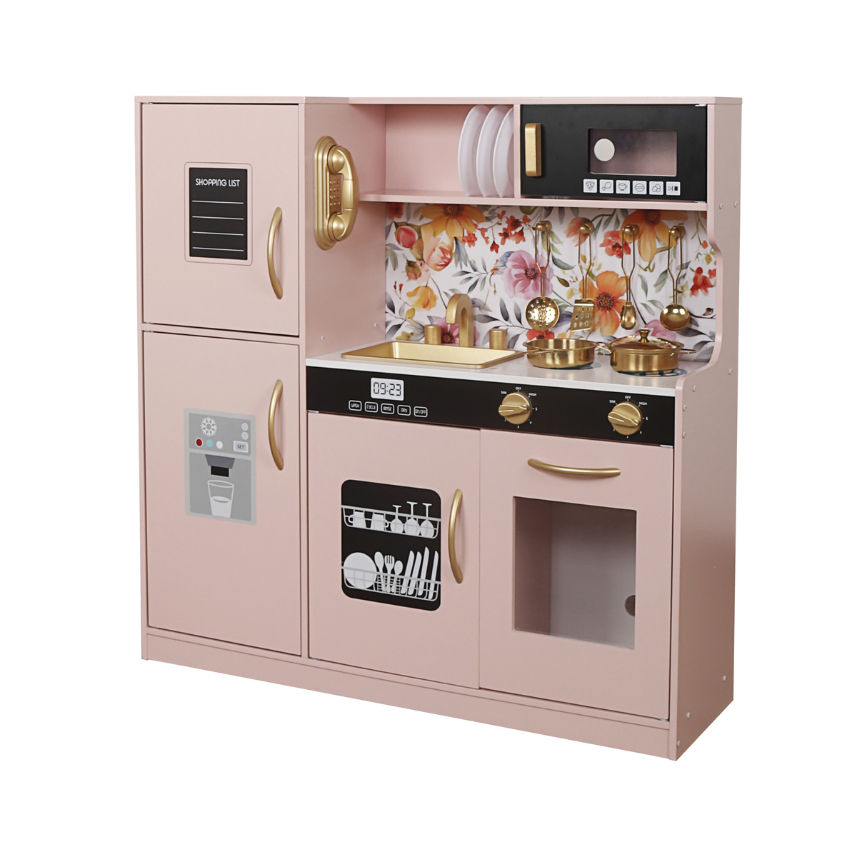 מטבח משחק מעץ לילדים דגם פרחים W10C955B מבית BUBU