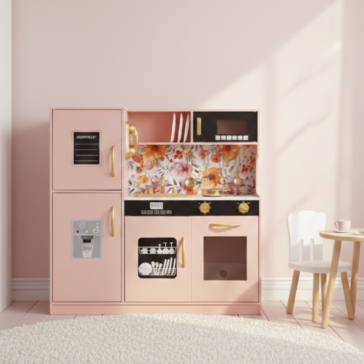 מטבח משחק מעץ לילדים דגם פרחים W10C955B מבית BUBU