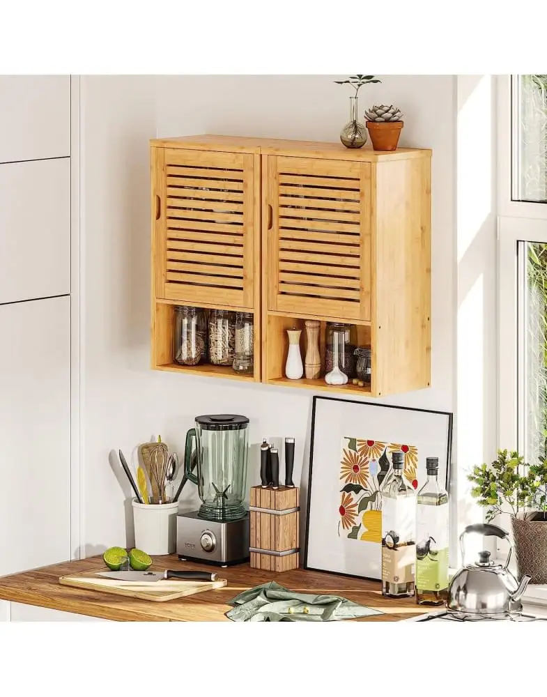 ארונית תלויה מבמבוק עם מדף פתוח דגם SR339 מבית Shuk Rehut