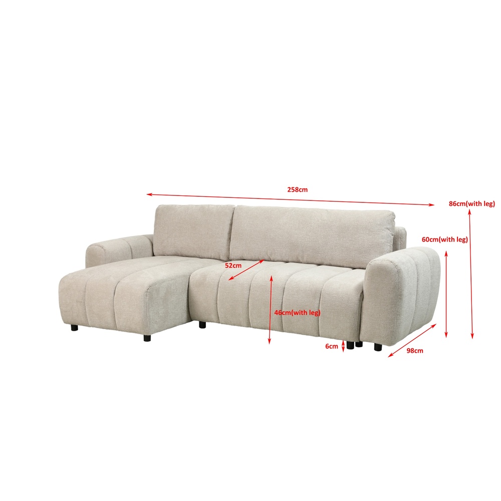 מערכת ישיבה פינתית נפתחת למיטה עם ארגז מצעים דגם טופז מבית HOME DECOR