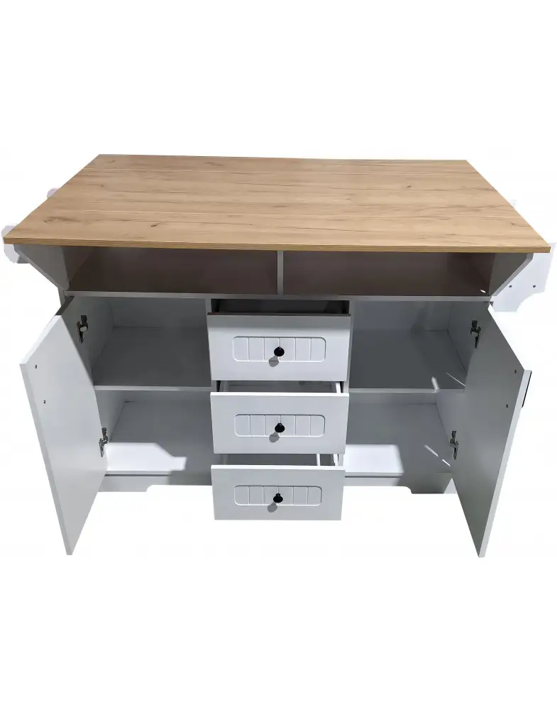 אי מטבח נייד עם דלפק נפתח 142 ס"מ דגם Madagascar מבית Shuk Rehut