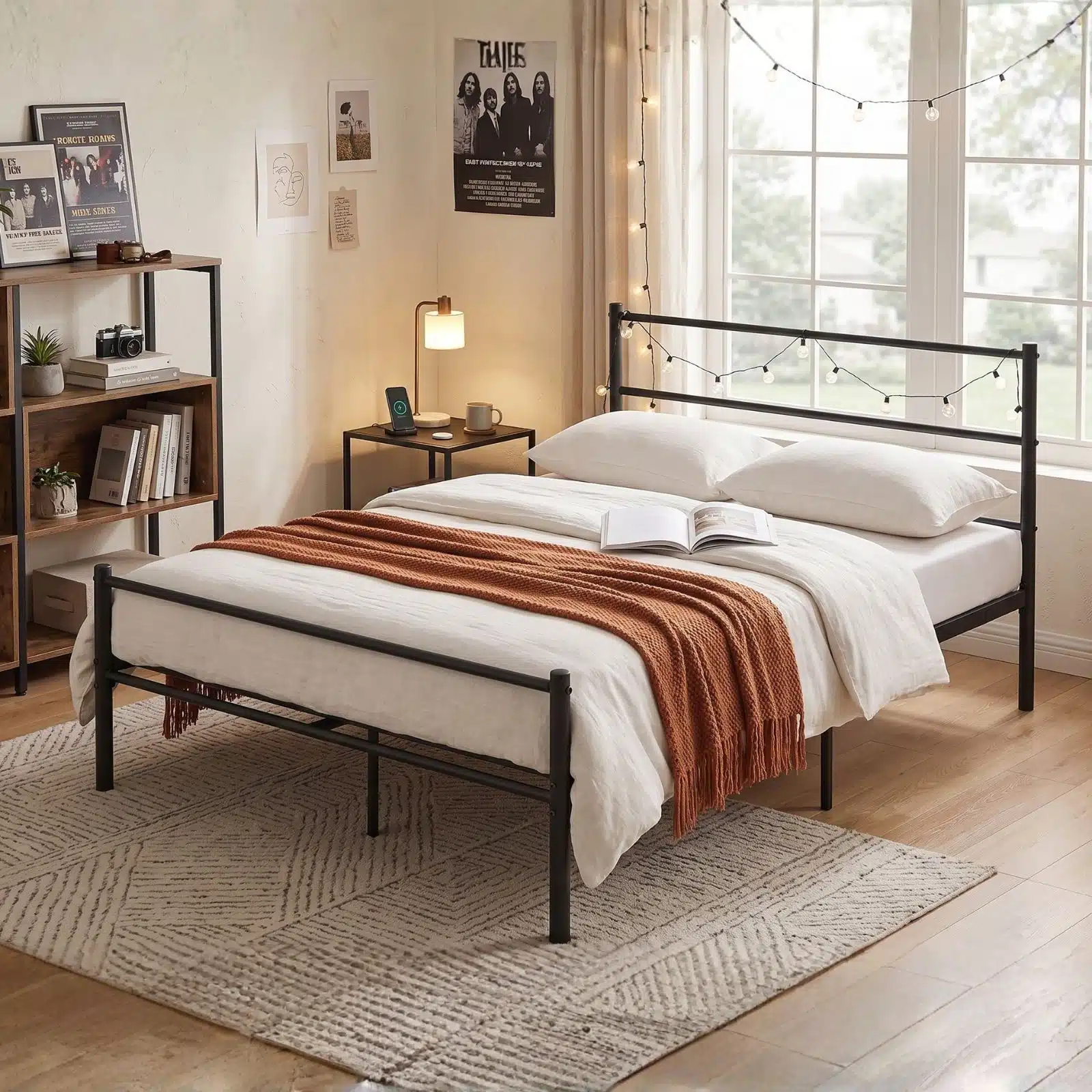 מיטת נוער מתכת רוחב וחצי 120×190 דגם נויה מבית Tudo Design