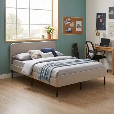 מיטת נוער מרופדת בד 120×190 דגם מיקה מבית Tudo Design
