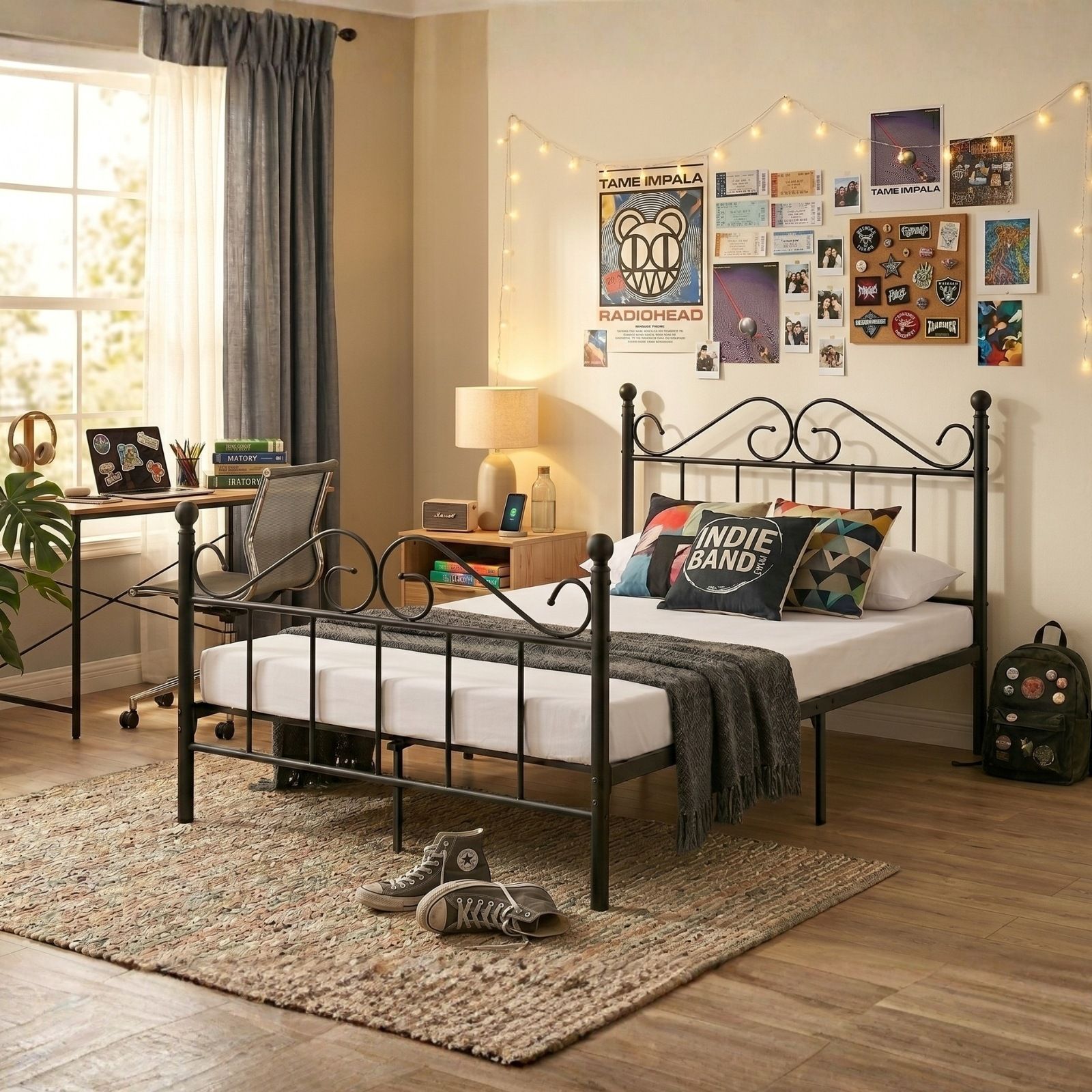 מיטת נוער מתכת רוחב וחצי 120×190 דגם לירז מבית Tudo Design