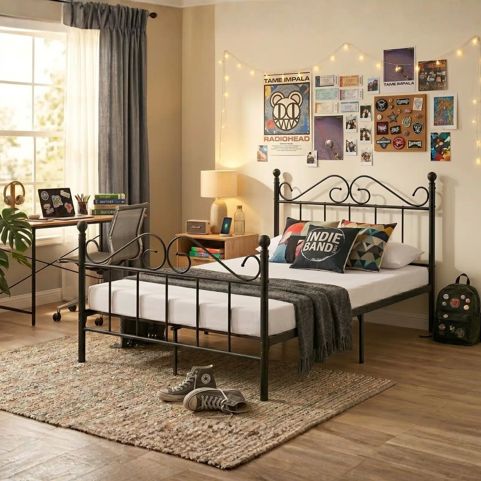 מיטת נוער מתכת רוחב וחצי 120×190 דגם לירז מבית Tudo Design