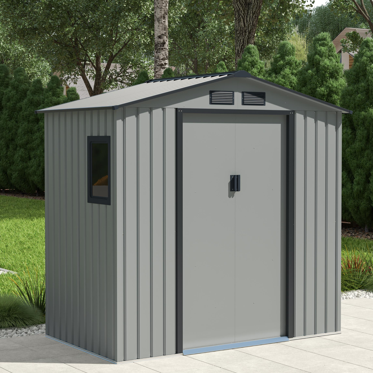 מחסן מתכת פרמיום לגינה 2.13×1.27 דגם G74 מבית Garden Top