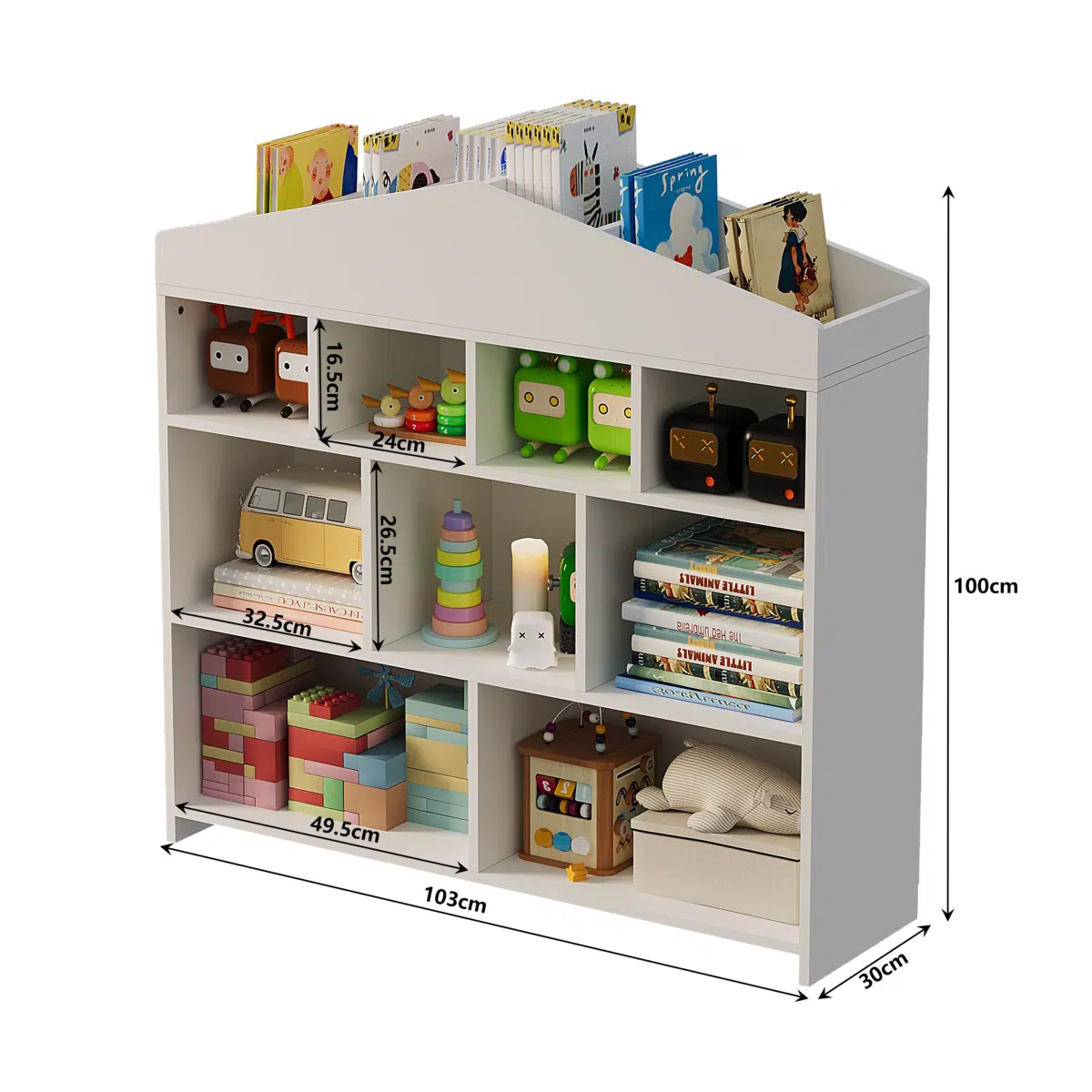 כוננית ספרים ומשחקים ילדים 9 תאים דגם אמה מבית RAMOS