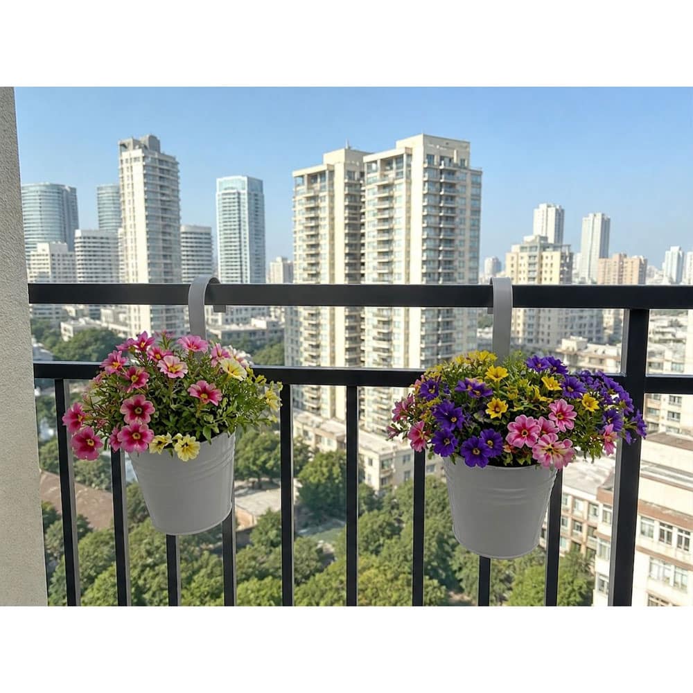 סט 2 מחזיקי עציץ לתלייה על מעקה דגם 1000070 מבית טיפות טבע