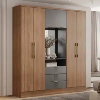 ארון בגדים 4 דלתות עם מראה ו-3 מגירות דגם ASPEN מבית BRADEX