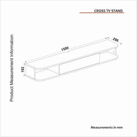 מזנון טלוויזיה צף 150 ס"מ דגם CROSS מבית BRADEX