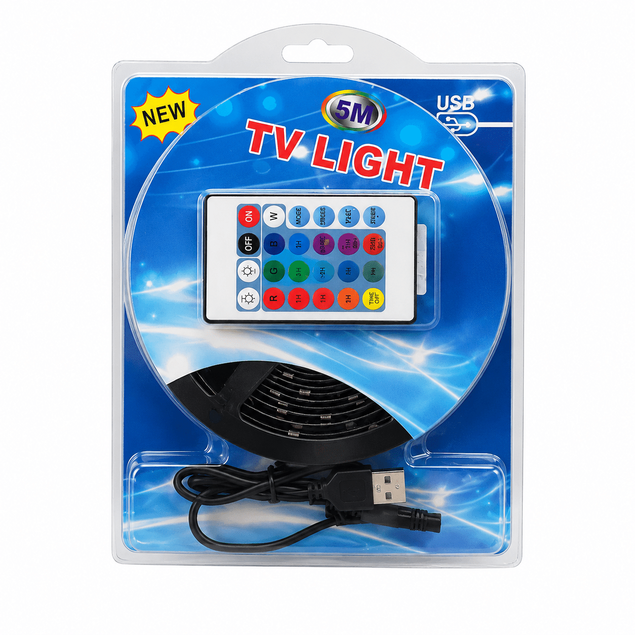 פס לד RGB באורך 5 מטר עם שלט פס לד RGB באורך 5 מטר עם שלט