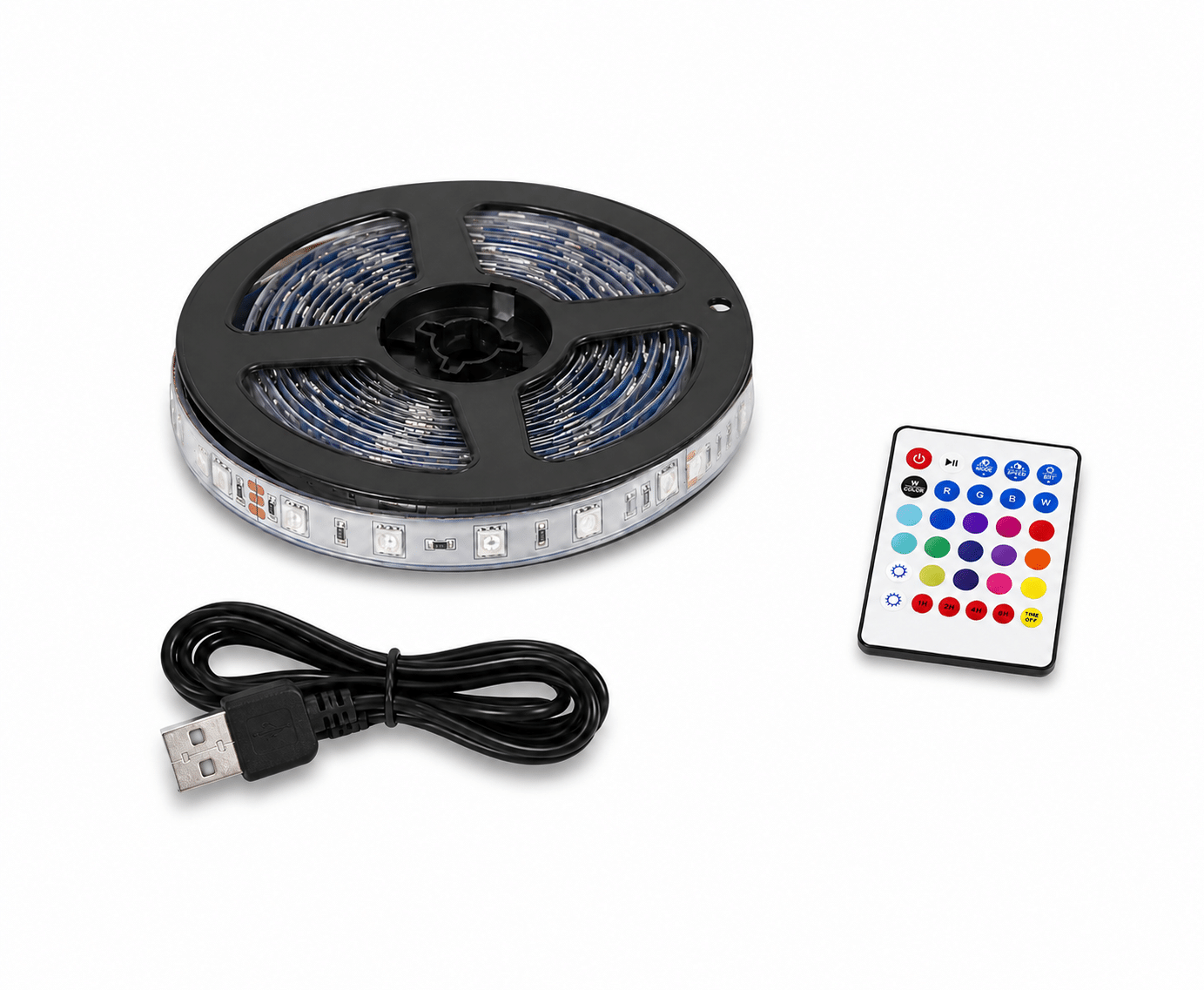 פס לד RGB באורך 5 מטר עם שלט פס לד RGB באורך 5 מטר עם שלט