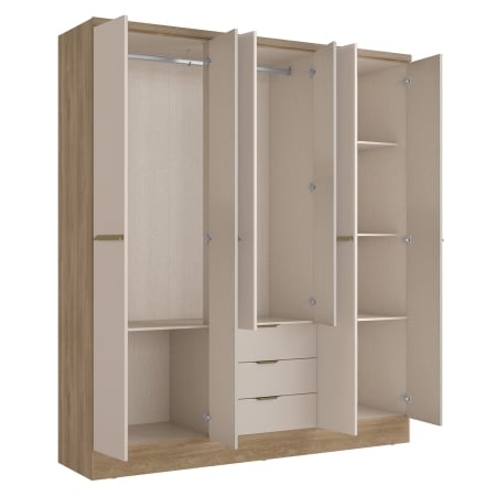 ארון בגדים 6 דלתות ו-3 מגירות 180 ס"מ דגם TROY מבית BRADEX