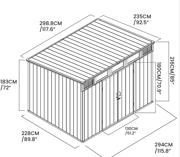 מחסן פלסטיק PENT 10X8 עם רצפה דגם KC108PS מבית KingCenter
