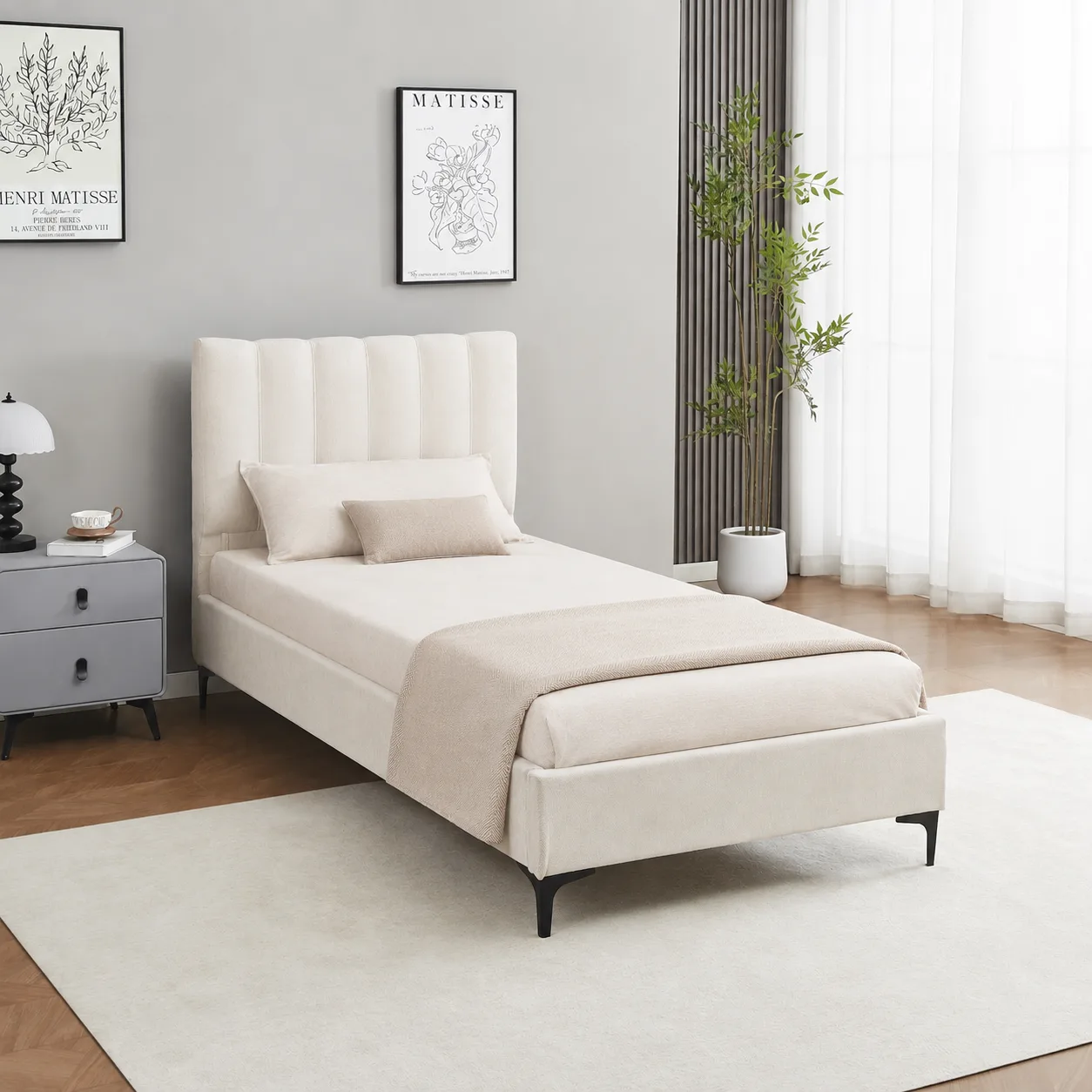 מיטת יחיד מרופדת 90×190 דגם נעמה-90 מבית HOME DECOR