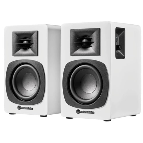 זוג רמקולים אלחוטיים בתיבת עץ דקורטיבית דגם AT-SP3X מבית Audio Technica