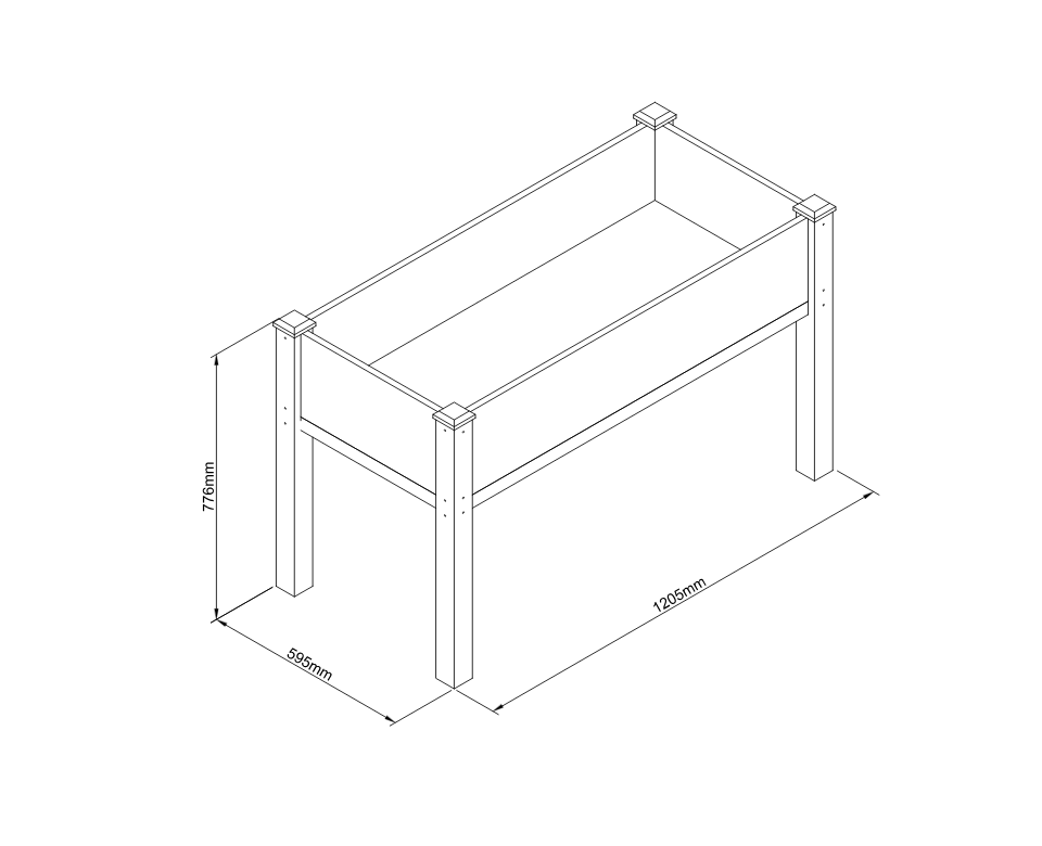 אדנית מוגבהת מעץ מלא דגם רקפת T12475 מבית Garden Top