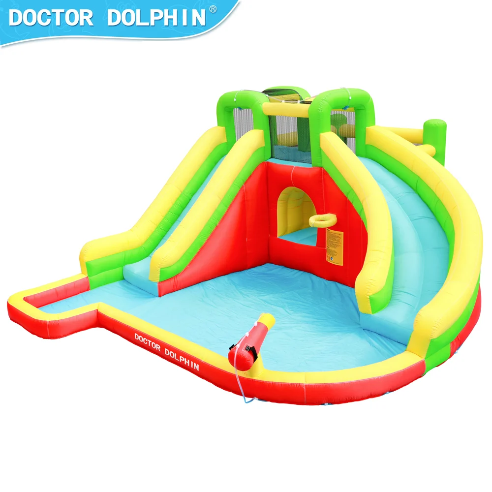 מתקן מים מתנפח עם מגלשת ענק וקיר טיפוס דגם DD-73018 מבית Doctor Dolphin
