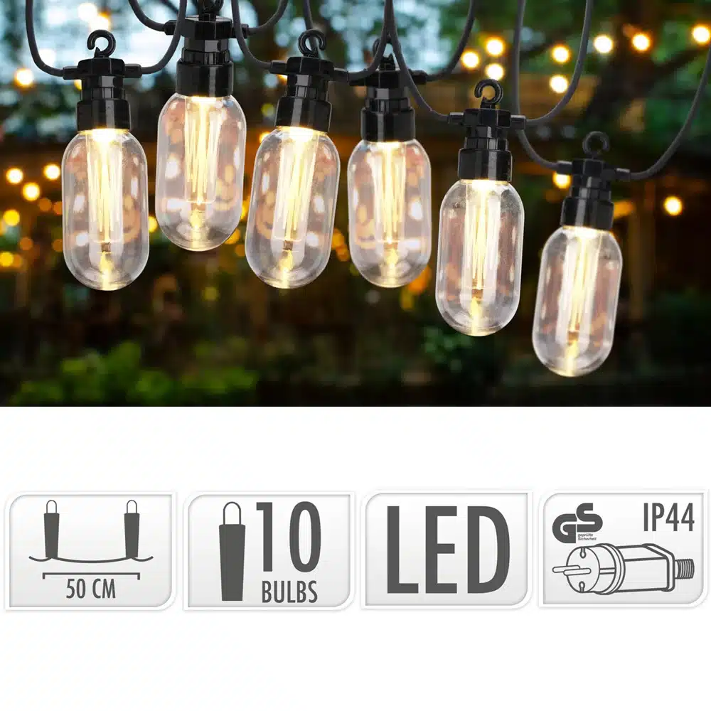 גרלנדה 5 מטר עם 10 נורות LED לגינה בגוון לבן חם דגם 5300220 מבית טיפות טבע גרלנדה 5 מטר עם 10 נורות LED לגינה בגוון לבן חם דגם 5300220 מבית טיפות טבע