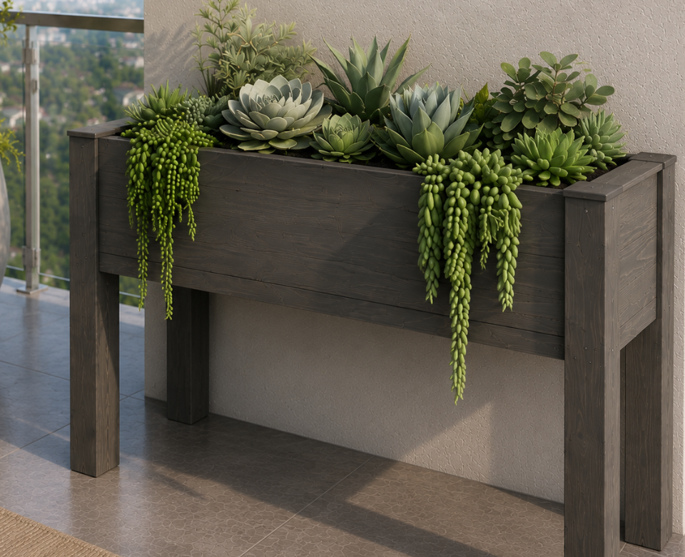 אדנית מוגבהת מעץ מלא דגם רקפת T12475 מבית Garden Top
