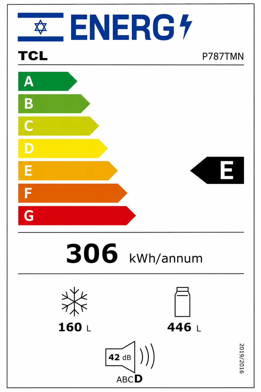מקרר מקפיא עליון 606 ליטר דגם P787TMN מבית TCL