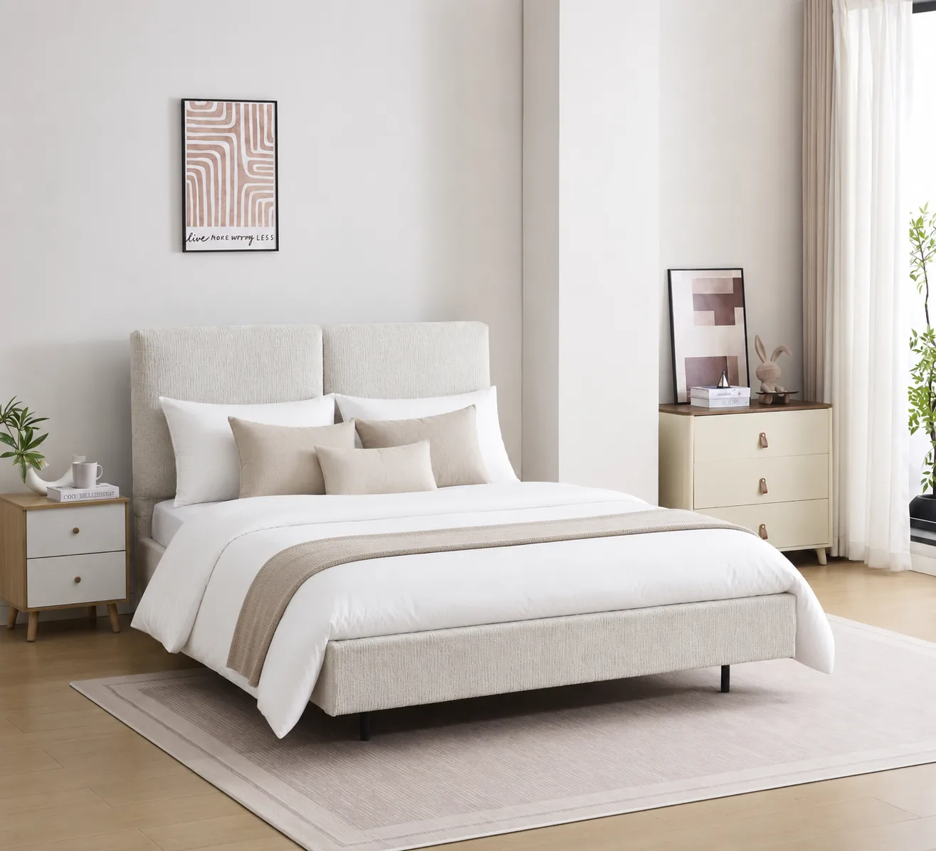 מיטה זוגית מרופדת בעיצוב מרחף דגם פליי מבית HOME DECOR מיטה זוגית מרופדת בעיצוב מרחף דגם פליי מבית HOME DECOR