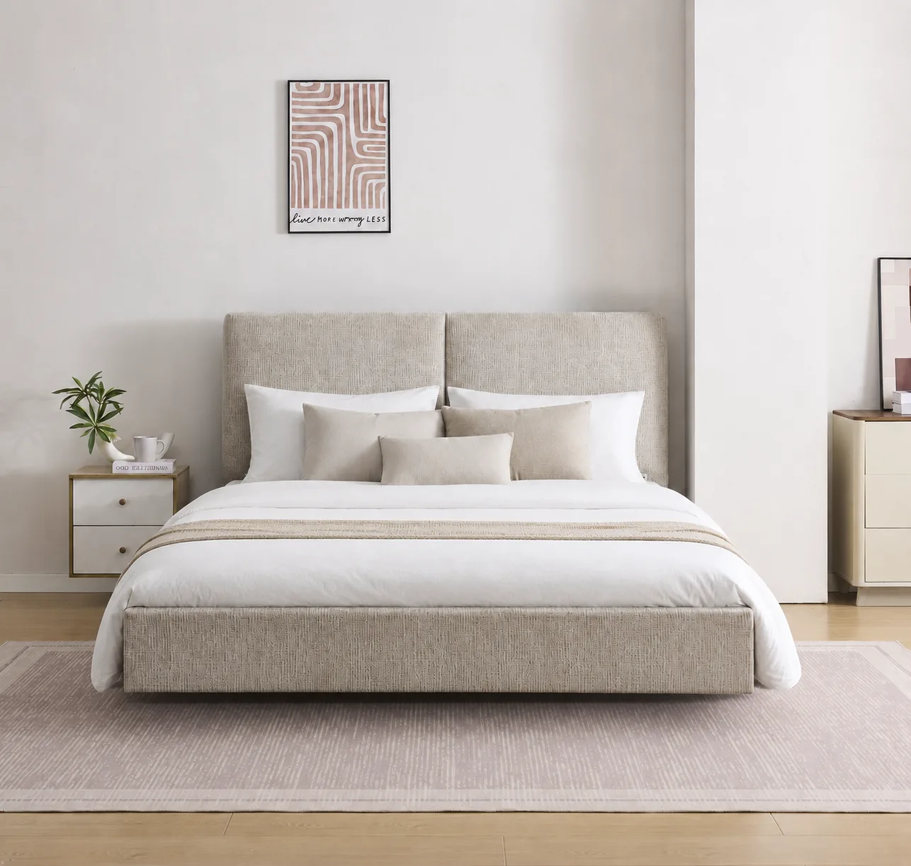 מיטה זוגית מרופדת בעיצוב מרחף דגם פליי מבית HOME DECOR מיטה זוגית מרופדת בעיצוב מרחף דגם פליי מבית HOME DECOR