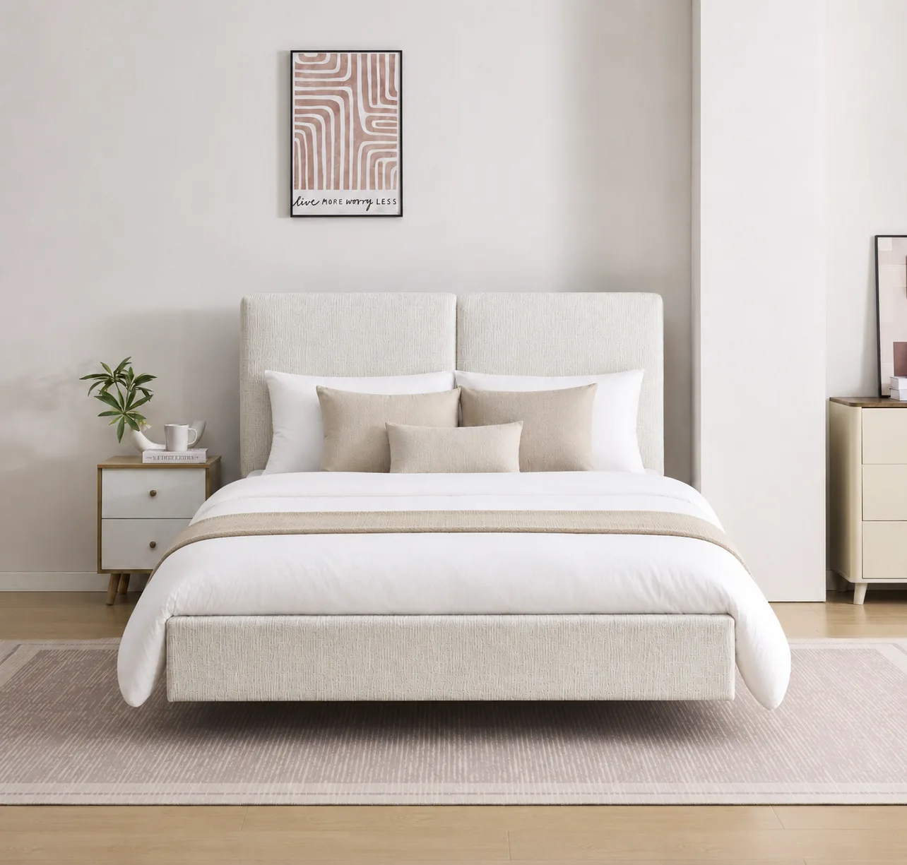 מיטה זוגית מרופדת בעיצוב מרחף דגם פליי מבית HOME DECOR מיטה זוגית מרופדת בעיצוב מרחף דגם פליי מבית HOME DECOR