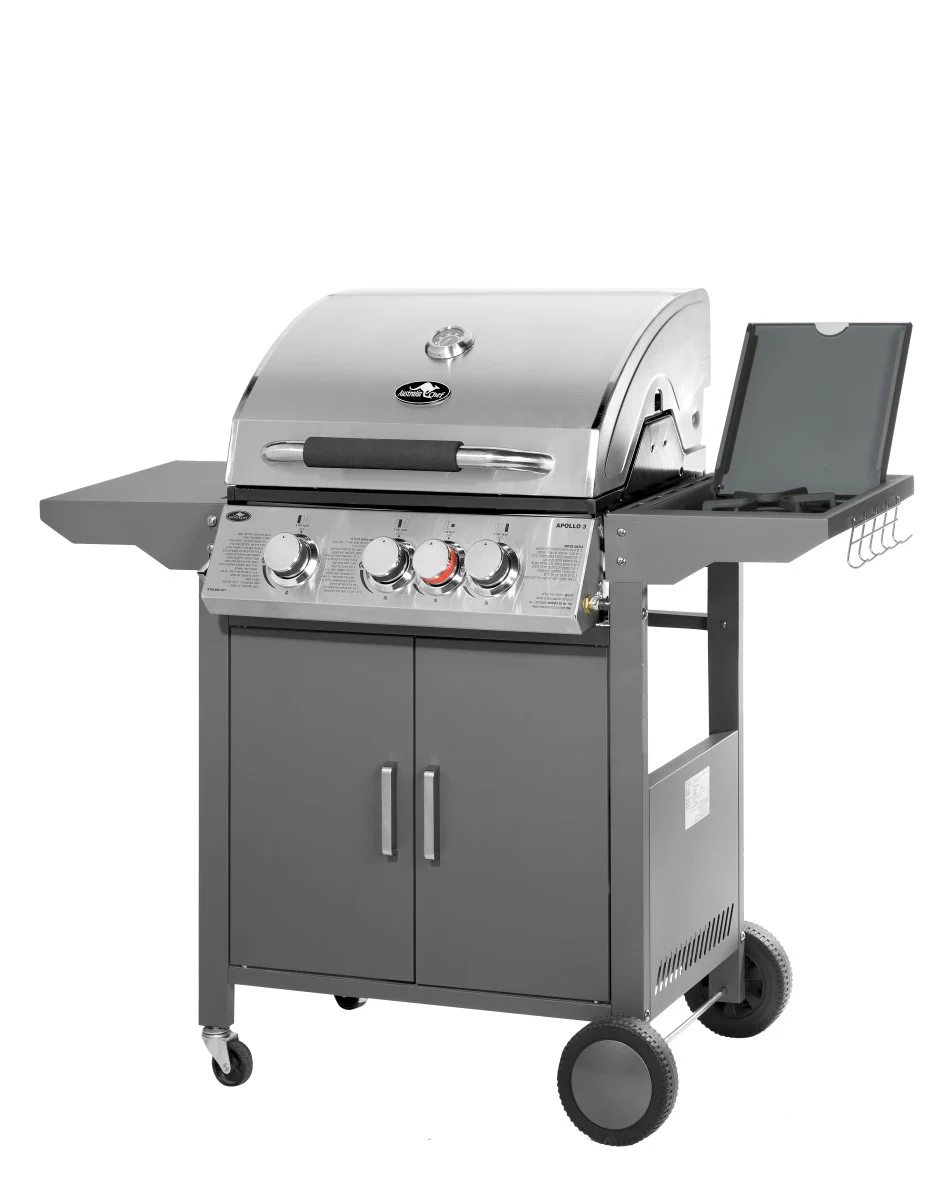 גריל גז 3 מבערים עם כירת צד דגם APOLLO 3 מבית AUSTRALIA CHEF
