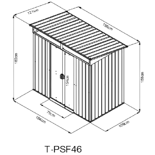 מחסן מתכת סקיילייט 1.95×1.21 מטר דגם PSF46 מבית Garden Top