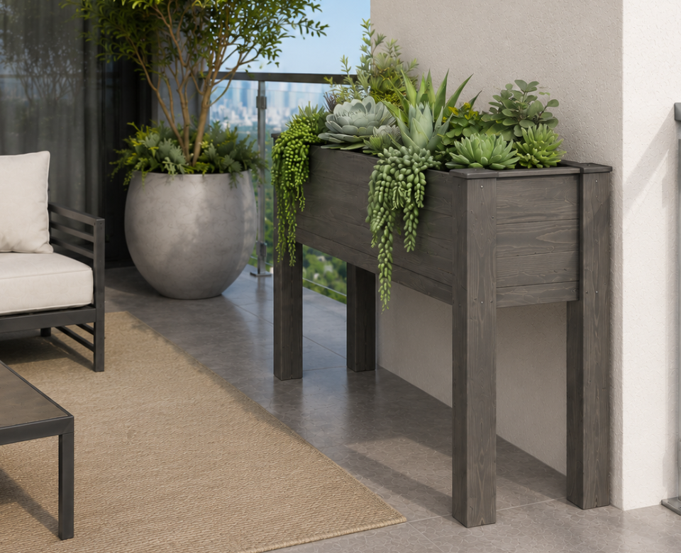 אדנית מוגבהת מעץ מלא דגם רקפת T12475 מבית Garden Top