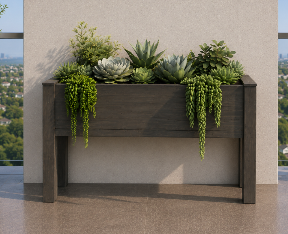 אדנית מוגבהת מעץ מלא דגם רקפת T12475 מבית Garden Top