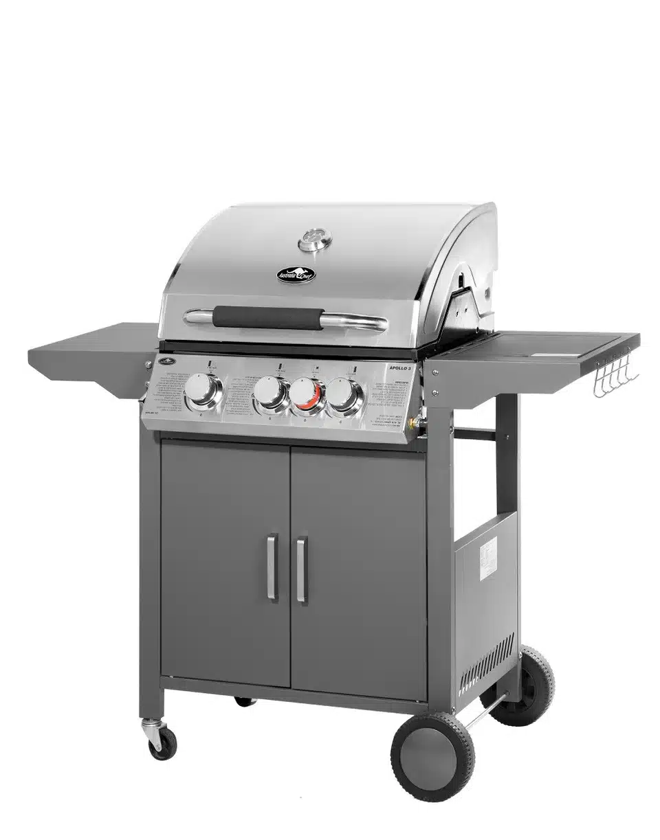 גריל גז 3 מבערים עם כירת צד דגם APOLLO 3 מבית AUSTRALIA CHEF
